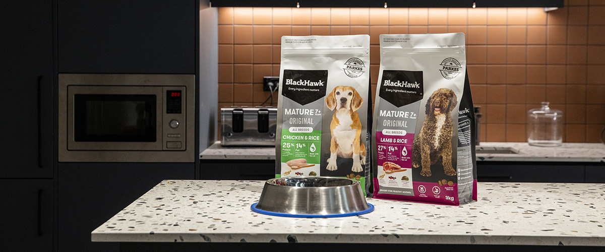 Introducing the Black Hawk Mature Dog Food Range